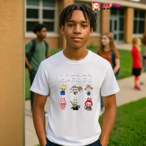 Tricou Labubu font alb, Unisex Dama si Barbat | Copii - Img 10