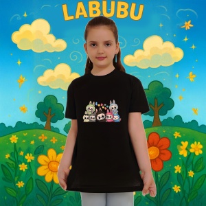 Tricou Labubu gasca completa, Unisex Dama si Barbat | Copii, Culoare Negru - Img 8
