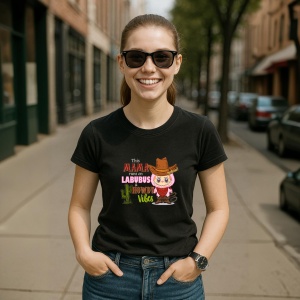 Tricou Labubu howdy mama, Unisex Dama si Barbat | Copii, Culoare Negru - Img 5