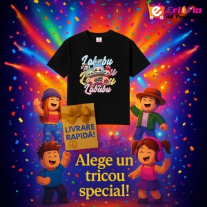 Tricou Labubu Labubu burger, Unisex Dama si Barbat | Copii, Culoare Negru - Img 6