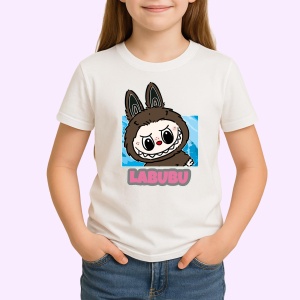 Tricou Labubu negru clasic, Unisex Dama si Barbat | Copii