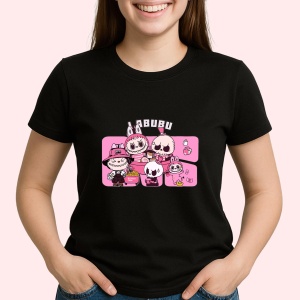 Tricou Labubu party roz, Unisex Dama si Barbat | Copii, Culoare Negru