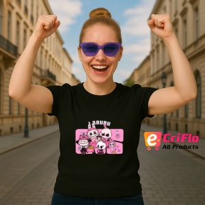 Tricou Labubu party roz, Unisex Dama si Barbat | Copii, Culoare Negru - Img 3