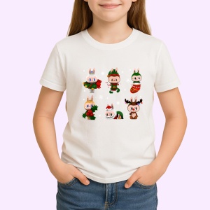 Tricou Labubu reni festivi, Unisex Dama si Barbat | Copii