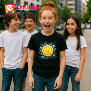 Tricou Lamaie galbena si stropi de energie, Fructe, Copii | Dama, culoare negru - Img 5