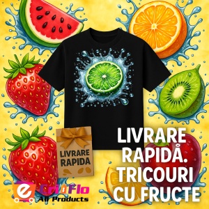 Tricou Lamaie verde si explozie lichida, Fructe, Copii | Dama, culoare negru - Img 12