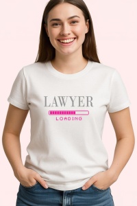 Tricou Lawyer Loading Bara Incarcare Roz Avocata, din bumbac 100% , tricou alb pentru Dama - Img 2