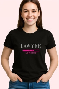 Tricou Lawyer Loading Bara Incarcare Roz Avocata, din bumbac 100%, tricou negru Dama | Barbat - Img 2