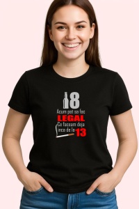 Tricou Legal La 18 Funny, din bumbac 100%, tricou negru, Dama | Barbat - Img 3