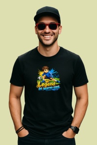 Tricou Legend In Warm Ups Copil Fotbalist V1, din bumbac 100%, tricou negru Copii | Dama | Barbat - Img 3