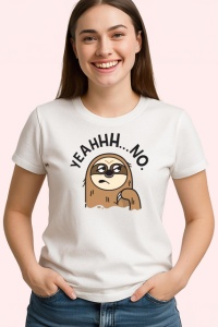 Tricou Lene╚Ö Amuzant Mesaj Yeah No, din bumbac 100% , tricou alb pentru Copii | Dama | Barbat - Img 3