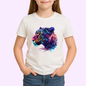 Tricou Leopard in stil pictura digitala fundal alb Copii | Dama | Barbat