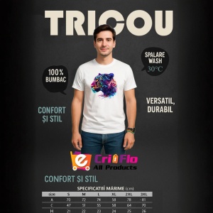 Tricou Leopard in stil pictura digitala fundal alb Copii | Dama | Barbat - Img 6