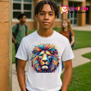 Tricou Leu digital cu efecte grafice si privire intensa Copii | Dama | Barbat - Img 5