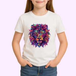 Tricou Leu in stil graffiti cu fundal alb Copii | Dama | Barbat - Img 4