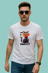 Tricou life is purrfect poster pisica zambitoare mesaj amuzant, Copii | Dama | Barbat - Img 2