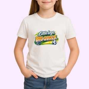 Tricou Little Legs Big Goals Minge Fotbal V1, din bumbac 100% , tricou alb pentru Copii | Dama | Barbat - Img 2