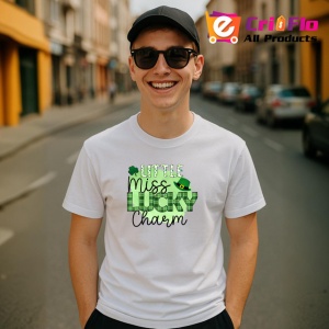 Tricou Little Miss Lucky Charm Text Verde Trifoi, din bumbac 100% , tricou alb pentru Copii | Dama | Barbat - Img 10
