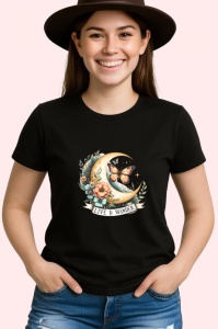 Tricou Live and Wander design luna fluture cu flori boho inspirational Copii | Dama | Barbat Barbat - Img 7