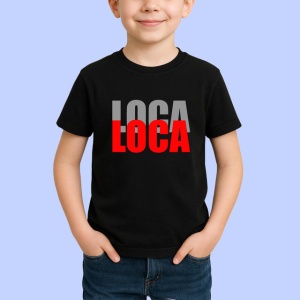 Tricou Loca Loca Text Rosu Si Negru Design Modern, din bumbac 100%, tricou negru Copii | Dama | Barbat