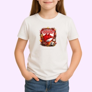 Tricou Logo Dinamo Bucuresti Caini Rosii Fotbal, din bumbac 100% , tricou alb pentru Copii | Dama | Barbat