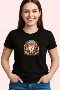 Tricou Logo Liverpool Fc Fotbal Club Anglia V1, din bumbac 100%, tricou negru Copii | Dama | Barbat - Img 3