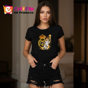 Tricou Logo Real Madrid Fotbal Minge Coroana Spania, din bumbac 100%, tricou negru Copii | Dama | Barbat - Img 7