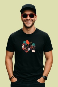 Tricou Love Design Floral Litere Artistice V3, din bumbac 100%, tricou negru Copii | Dama | Barbat - Img 3