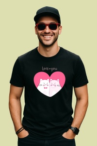 Tricou Love You Kitty, din bumbac 100%, tricou negru, Dama | Barbat - Img 2