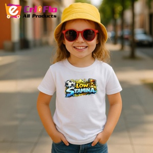 Tricou Low Stamina Minge Fotbal Obosita Amuzant, din bumbac 100% , tricou alb pentru Copii | Dama | Barbat - Img 5