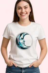 Tricou Luna Cu Fata Portret Poligonal, Copii | Dama | Barbat