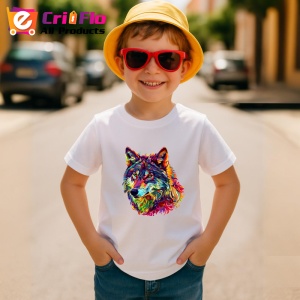 Tricou Lup colorat in stil pop art fundal alb Copii | Dama | Barbat - Img 10