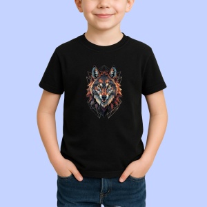 Tricou Lup Negru Poligonal Detaliat, Copii | Dama | Barbat, culoare negru - Img 3