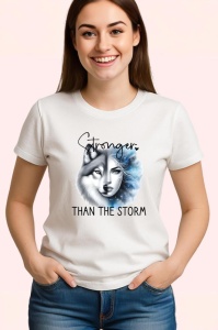 Tricou Lup si femeie blanda dar puternica mesaj stronger than the storm Copii | Dama | Barbat Barbat - Img 3