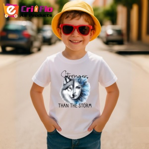 Tricou Lup si femeie blanda dar puternica mesaj stronger than the storm Copii | Dama | Barbat Barbat - Img 14