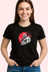 Tricou Luptator Minotaur Furios Fundal Gri Rosu, din bumbac 100%, tricou negru Copii | Dama | Barbat - Img 3
