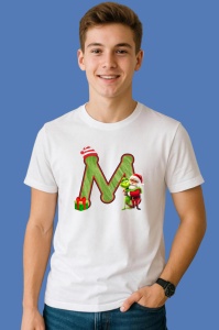 Tricou M Litere Craciun Cu Mos Si Grinch, din bumbac 100% Copii | Dama | Barbat - Img 2