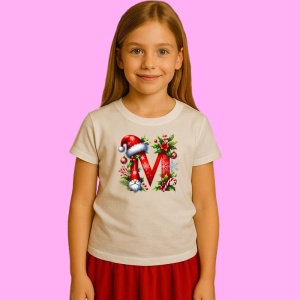 Tricou M Litere Craciun Cu Spiridus Si Caciula Mos, din bumbac 100% Copii | Dama | Barbat - Img 3