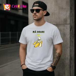 Tricou Ma Doare Banana Funny, din bumbac 100%, tricou alb, Dama | Barbat - Img 3