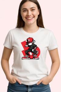 Tricou Maimuta Cool Stil Urban Haine Rosii, din bumbac 100% , tricou alb pentru Copii | Dama | Barbat - Img 3