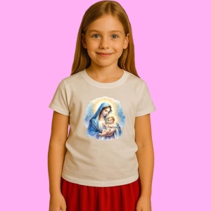 Tricou Maria Cu Pruncul, din bumbac 100%, tricou alb, Copii | Dama | Barbat