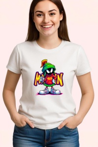 Tricou Marvin the Martian colorat in stil funky cu hanorac rosu Copii | Dama | Barbat