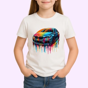 Tricou Masina in stil graffiti curcubeu fundal alb Copii | Dama | Barbat - Img 4