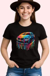 Tricou Masina in stil graffiti curcubeu fundal alb Copii | Dama | Barbat, culoare negru - Img 3