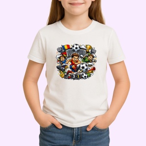 Tricou Meci De Fotbal Suporteri Galerie Stadion V1, din bumbac 100% , tricou alb pentru Copii | Dama | Barbat - Img 2