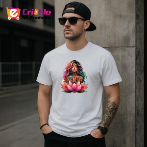 Tricou meditating girl lotus flower colorful, fata meditand pe lotus colorat, Copii | Dama | Barbat - Img 5