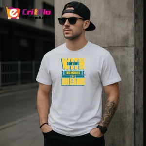 Tricou Memories Not Dreams Text Albastru Galben, din bumbac 100% , tricou alb pentru Copii | Dama | Barbat - Img 9