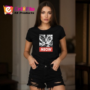 Tricou Meow Portret Pisica Gri Detaliat, din bumbac 100%, tricou negru Copii | Dama | Barbat - Img 7