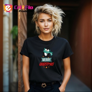 Tricou Merry Christmas Pinguin, din bumbac 100%, tricou negru, Dama | Barbat - Img 6