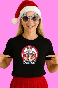 Tricou Merry Christmas Santa, din bumbac 100% Copii | Dama | Barbat - Img 3
